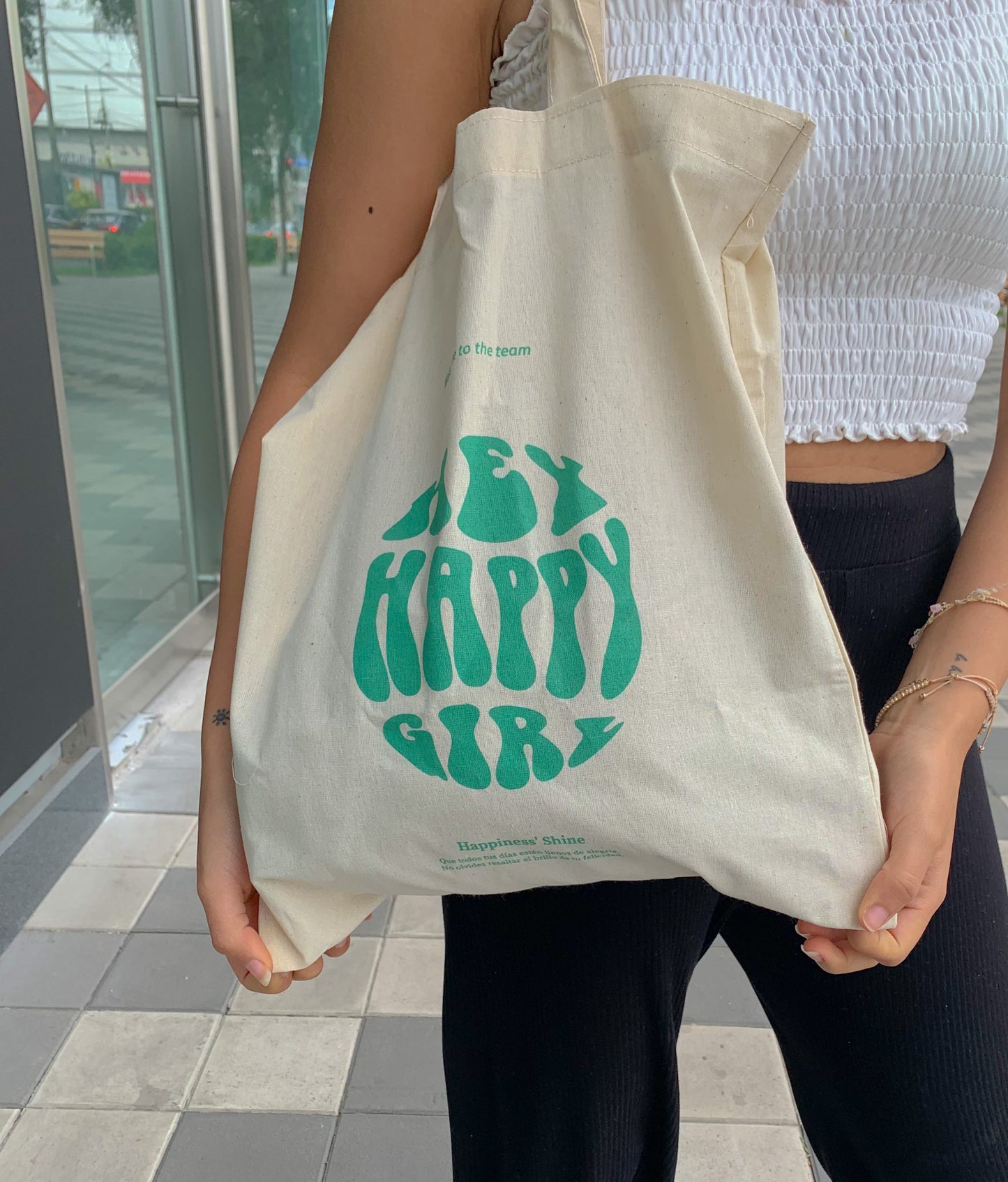 Tote Bag Hey Happy Girl